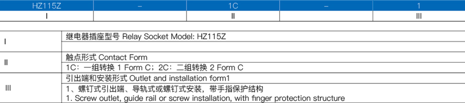 继电器订货标记示例