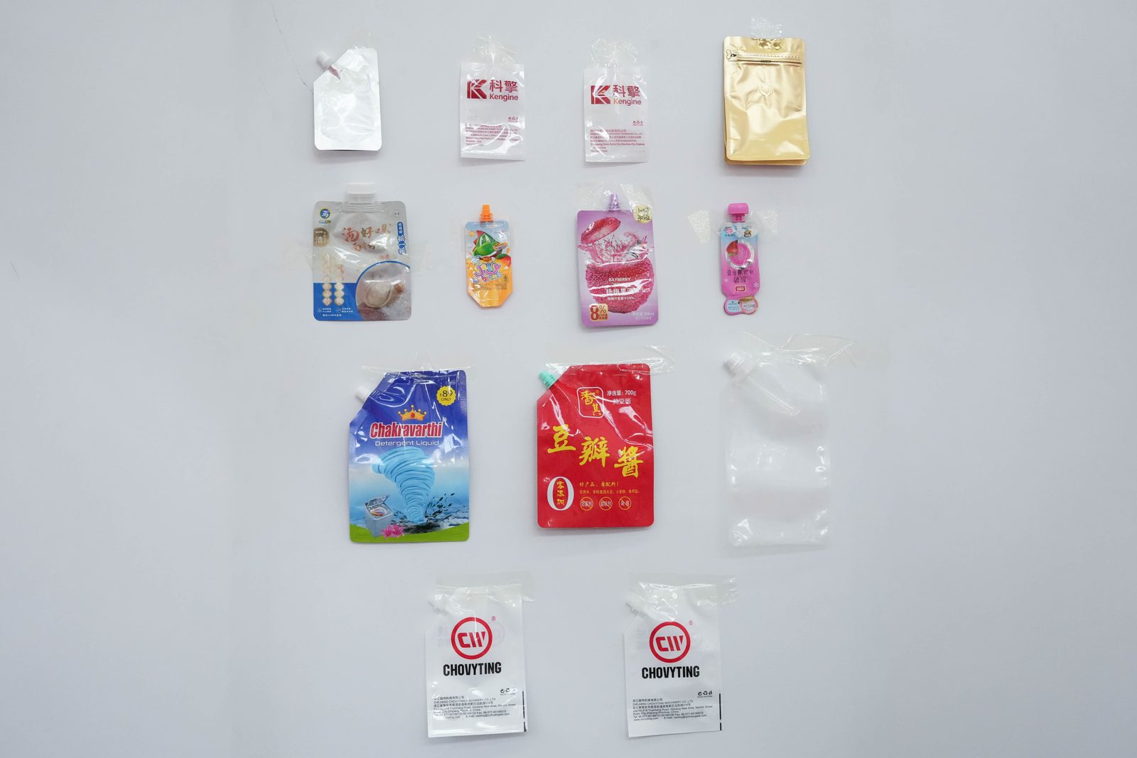 Spout pouch samples for different applications