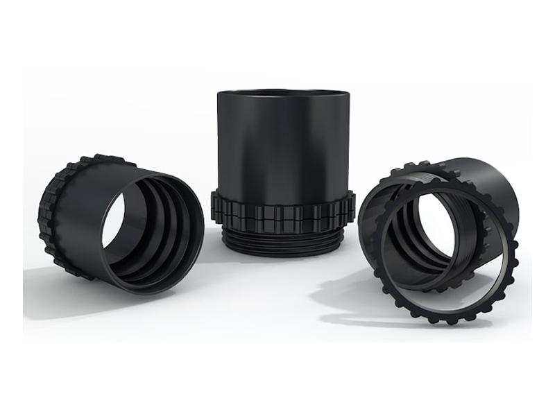 Plastic joints for plastic - coated metal hoses