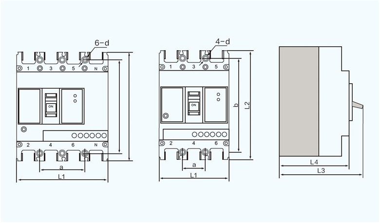 电子式塑壳断路器外形和安装尺寸